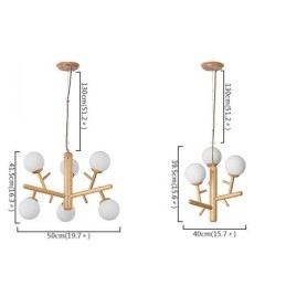 Lampada a sospensione nordica in legno e vetro 3/6 luci E26/E27