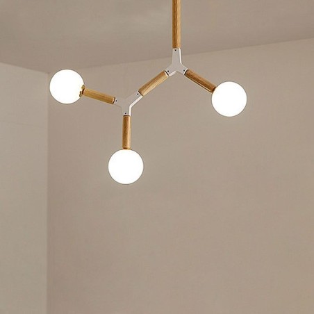 Lampada a sospensione Nordic Magic Bean in legno e vetro