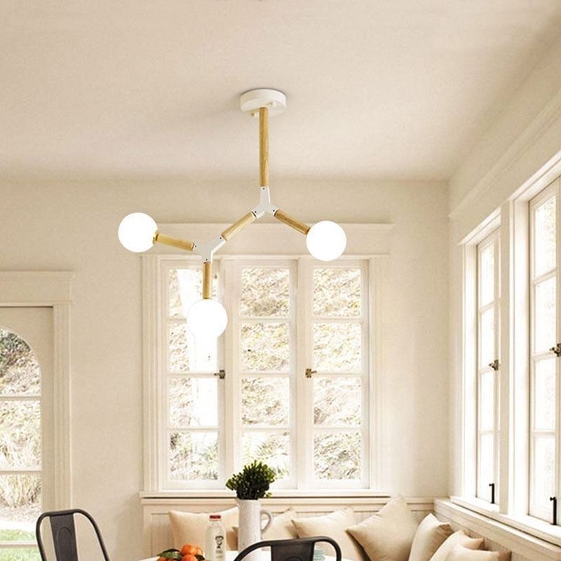 Lampada a sospensione Nordic Magic Bean in legno e vetro