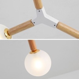 Lampada a sospensione Nordic Magic Bean in legno e vetro