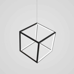 Lampada a sospensione nera cubo geometrico LED 50W 4000 lm