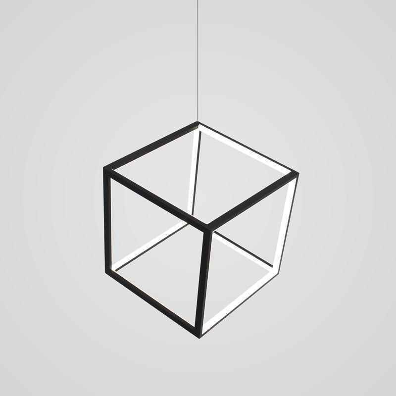 Lampada a sospensione nera cubo geometrico LED 50W 4000 lm