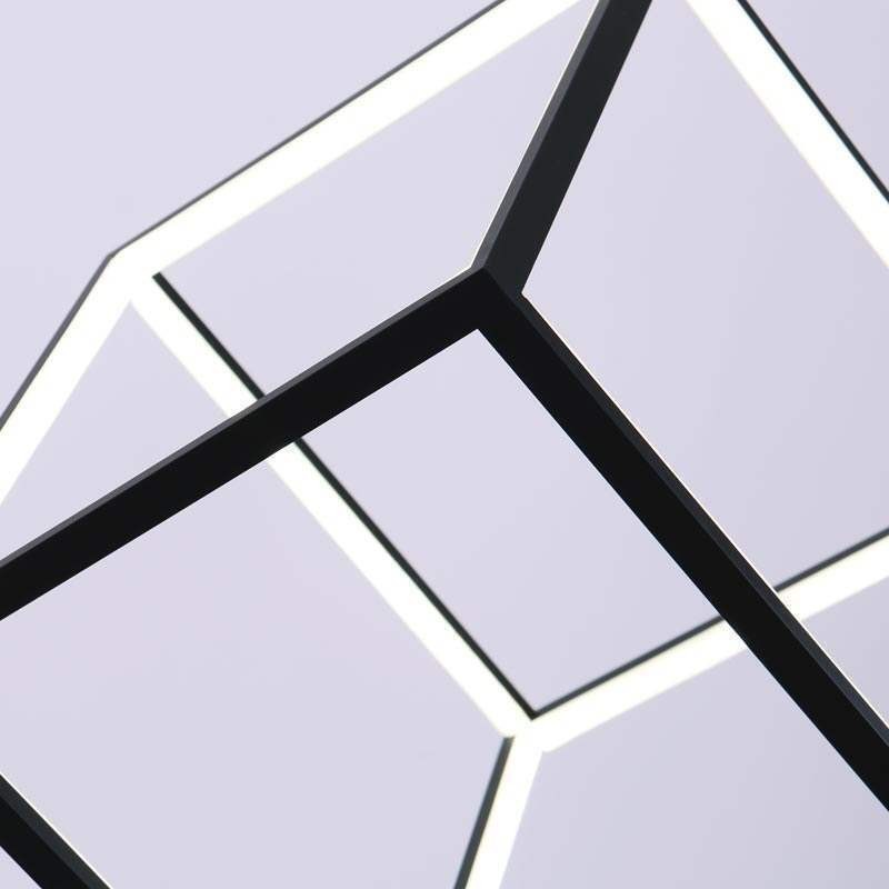Lampada a sospensione nera cubo geometrico LED 50W 4000 lm