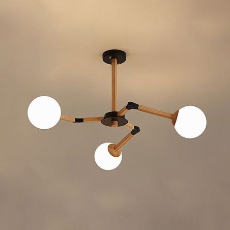 Lampada a sospensione nordica in legno Nordic Magic Bean, 3/6/9 luci