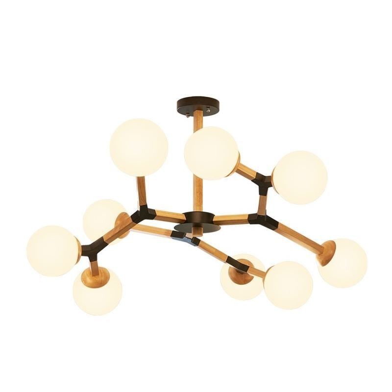 Lampada a sospensione nordica in legno Nordic Magic Bean, 3/6/9 luci