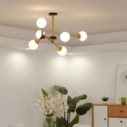 Lampada a sospensione nordica in legno Nordic Magic Bean, 3/6/9 luci