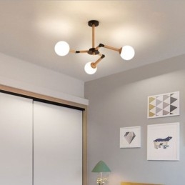 Lampada a sospensione nordica in legno Nordic Magic Bean, 3/6/9 luci