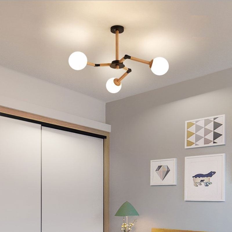 Lampada a sospensione nordica in legno Nordic Magic Bean, 3/6/9 luci