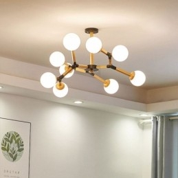 Lampada a sospensione nordica in legno Nordic Magic Bean, 3/6/9 luci