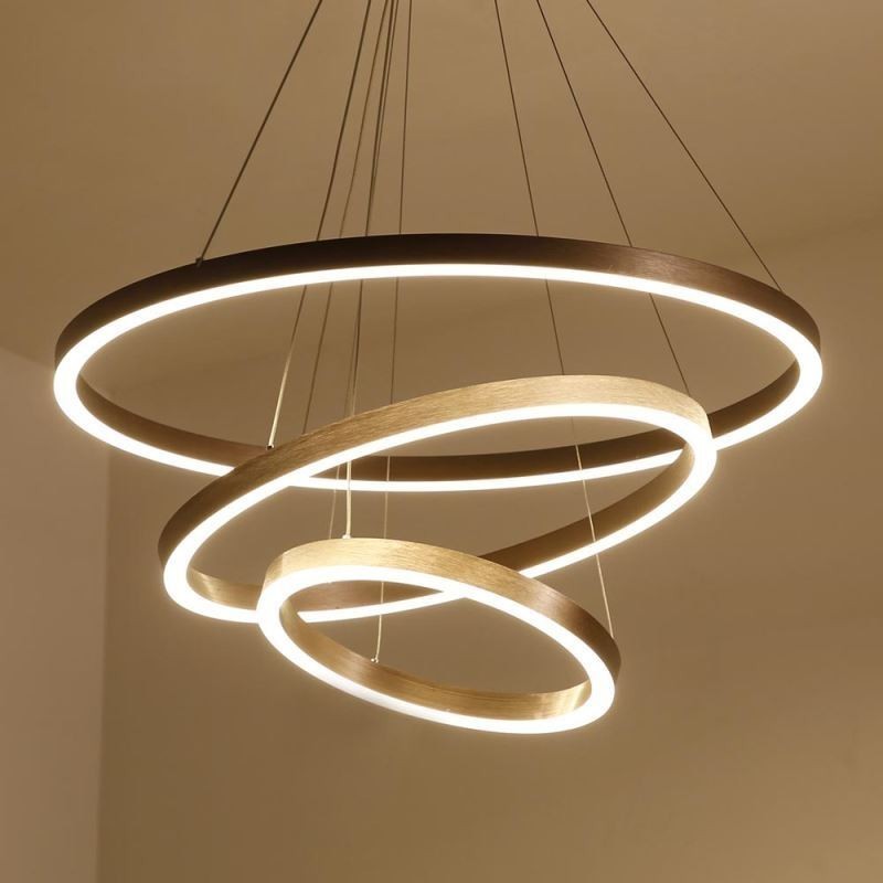 Lampada a sospensione moderna a 3 anelli 80+60+40 cm, nichel spazzolato