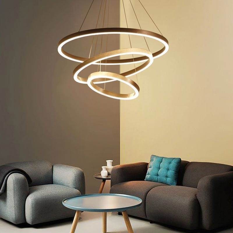 Lampada a sospensione moderna a 3 anelli 80+60+40 cm, nichel spazzolato