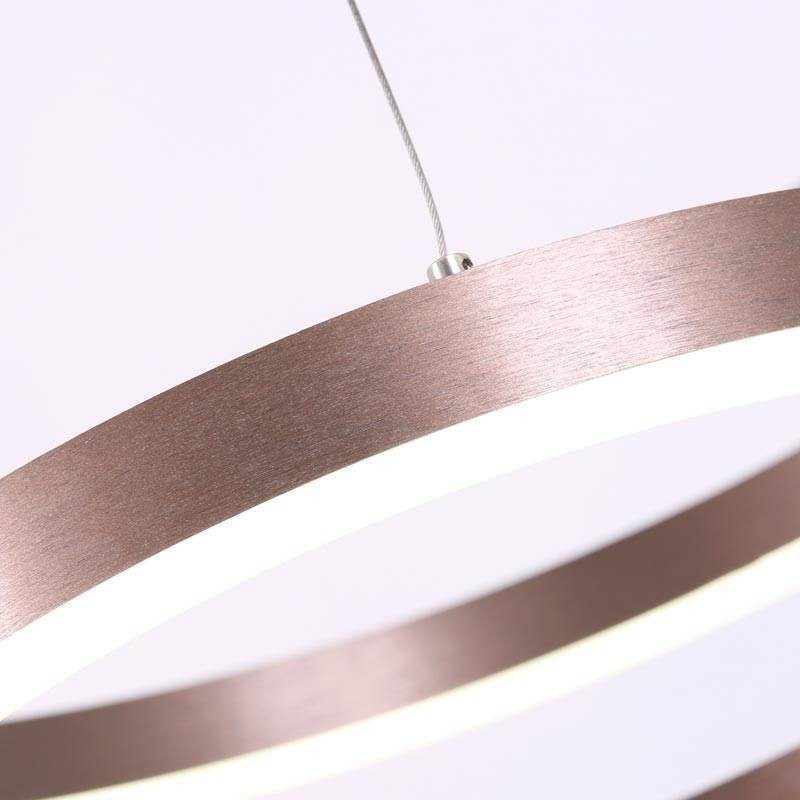 Lampada a sospensione moderna a 3 anelli 80+60+40 cm, nichel spazzolato