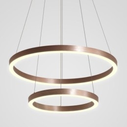 Lampada a sospensione a 2 anelli 60+40 cm nichel spazzolato