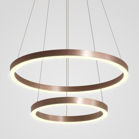 Lampada a sospensione a 2 anelli 60+40 cm nichel spazzolato