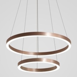 Lampada a sospensione a 2 anelli 60+40 cm nichel spazzolato