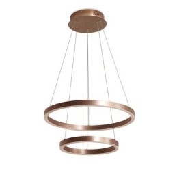 Lampada a sospensione a 2 anelli 60+40 cm nichel spazzolato