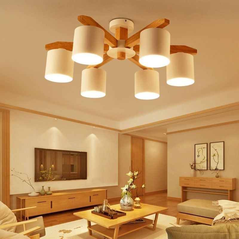 Lampada a sospensione nordica Nordic Log Macaron Light Fitting 5/6/8 luci E26/E27