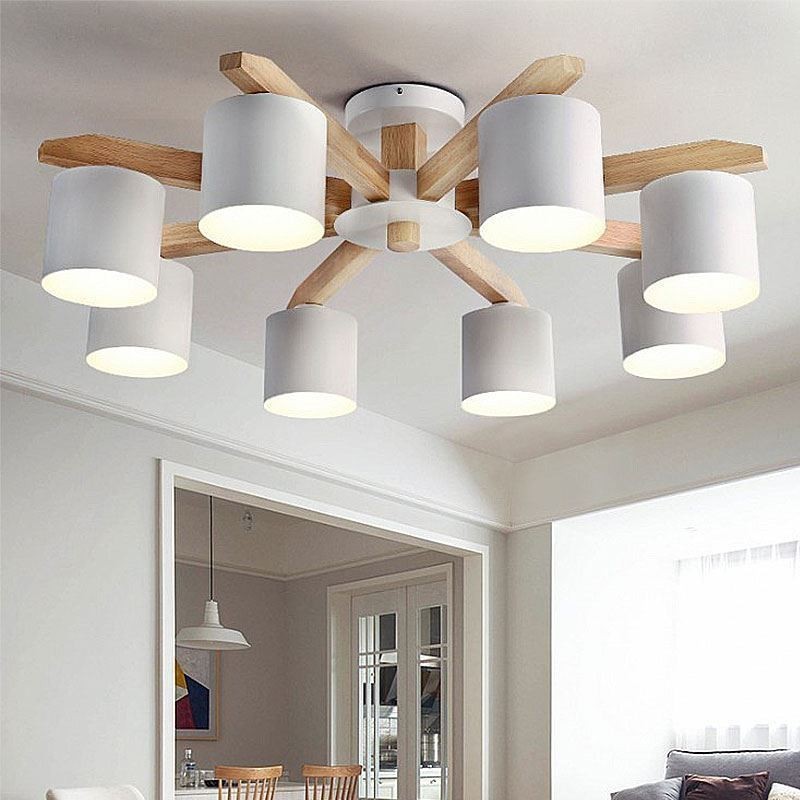 Lampada a sospensione nordica Nordic Log Macaron Light Fitting 5/6/8 luci E26/E27