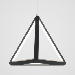 Lampada a sospensione geometrica triangolare nera, LED 30 W, cavo regolabile 100 cm