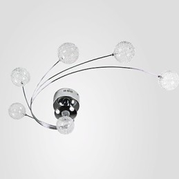 Plafoniera moderna in cristallo argento con 6 luci e lampadine incluse
