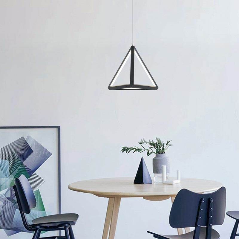 Lampada a sospensione geometrica triangolare nera, LED 30 W, cavo regolabile 100 cm