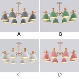 Lampada a sospensione moderna semplice Macaron in legno e ferro