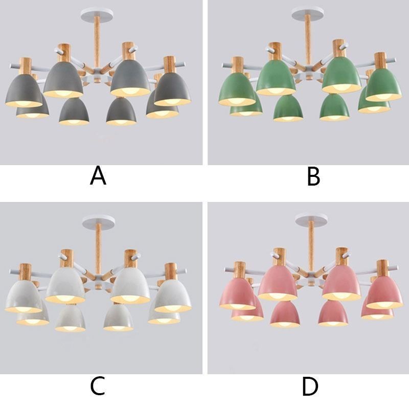 Lampada a sospensione moderna semplice Macaron in legno e ferro