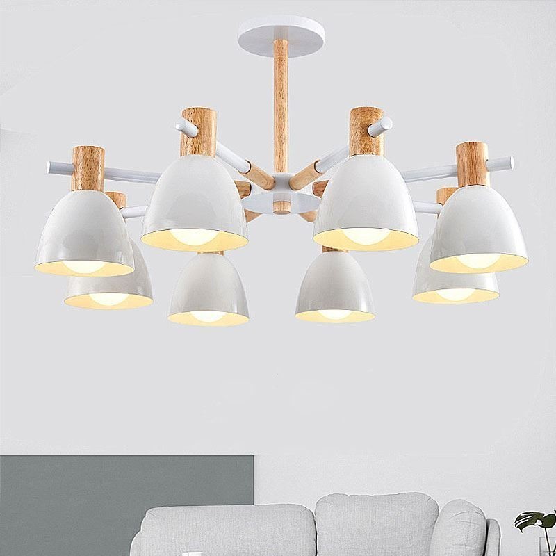 Lampada a sospensione moderna semplice Macaron in legno e ferro