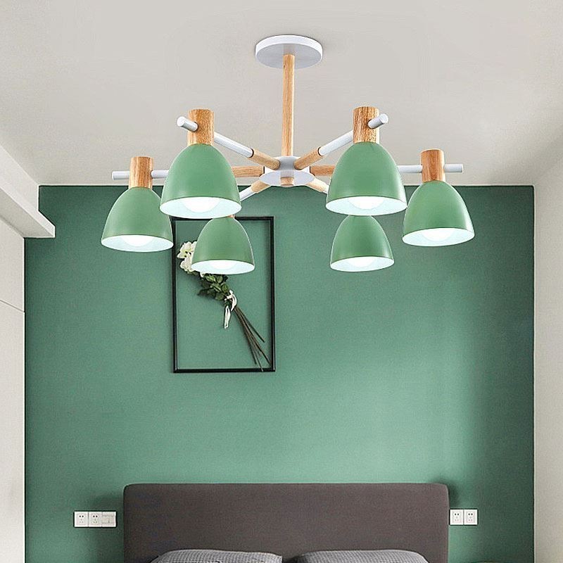 Lampada a sospensione moderna semplice Macaron in legno e ferro