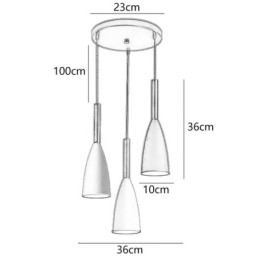 Lampada a sospensione moderna a 3 luci in alluminio, 36 x 36 cm, attacco E26/E27