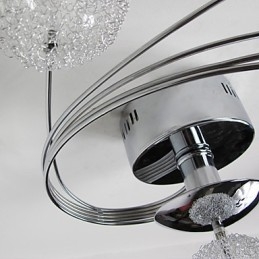 Plafoniera moderna in cristallo argento con 6 luci e lampadine incluse