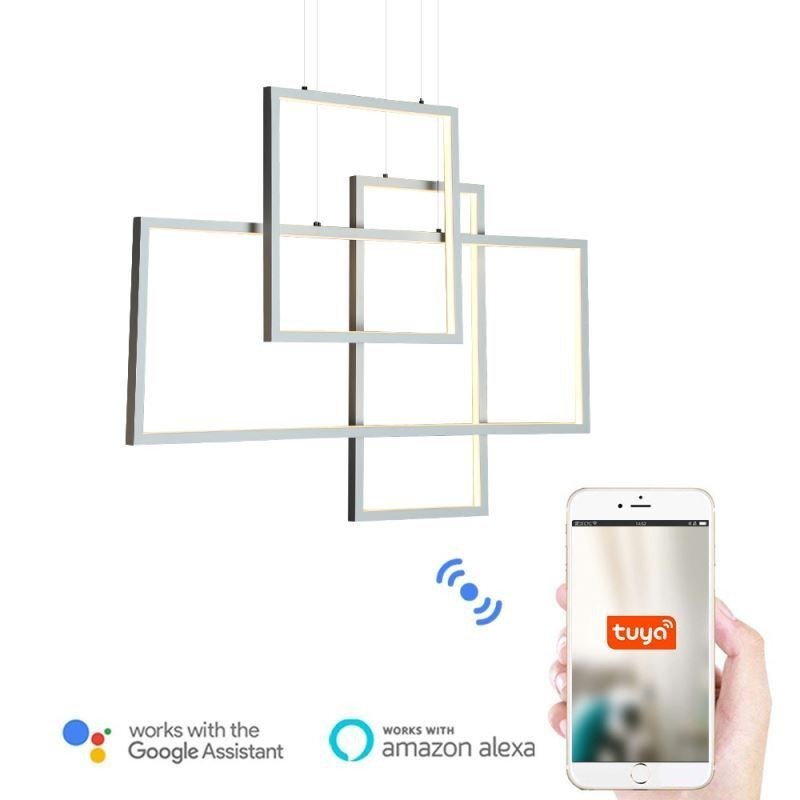 Lampada a sospensione nordica quadrata geometrica LED 50W 4000 lm