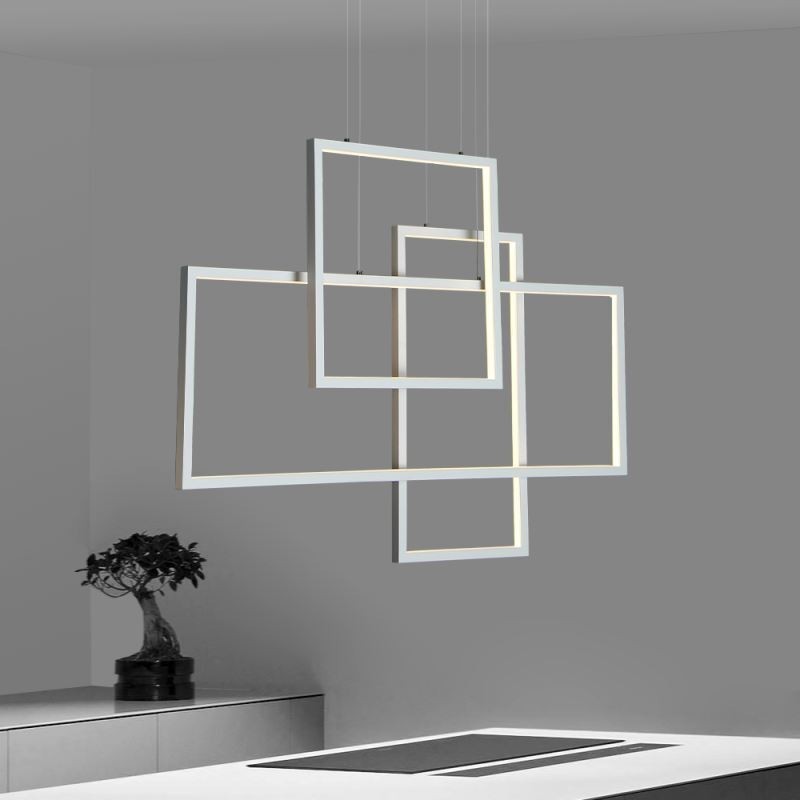 Lampada a sospensione nordica quadrata geometrica LED 50W 4000 lm
