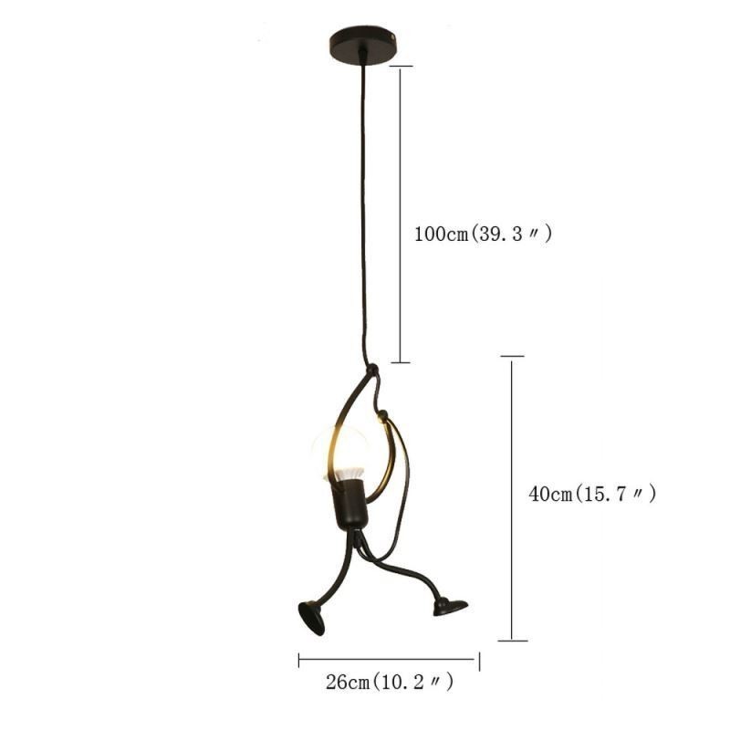 Lampada a sospensione moderna semplice a forma di omino 26×40 cm E26/E27