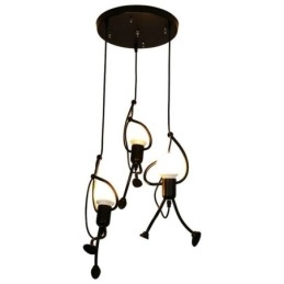 Lampada a sospensione moderna a forma di omino, 3 luci, E26/E27