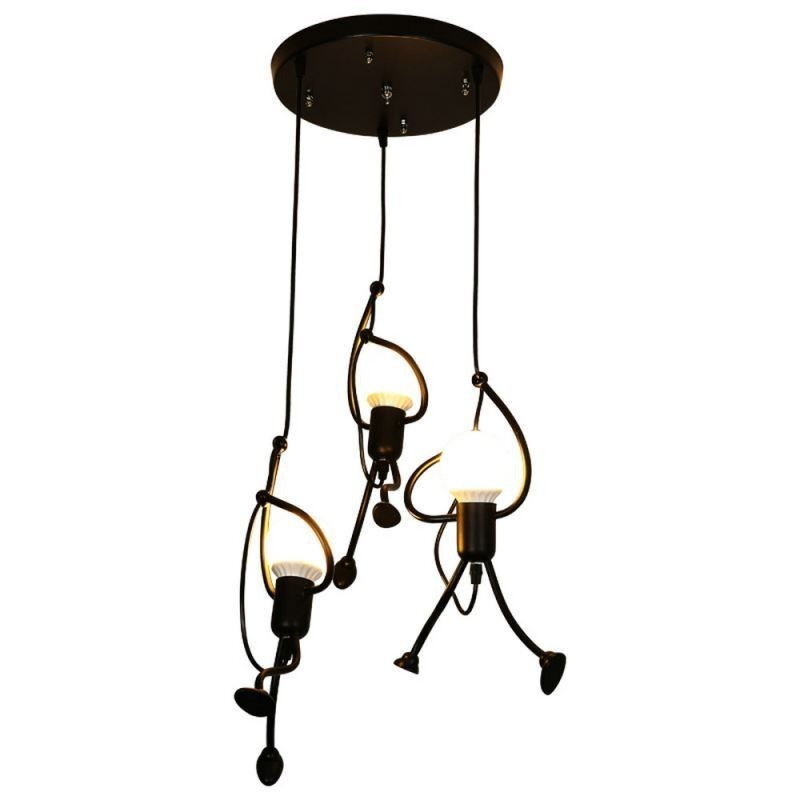 Lampada a sospensione moderna a forma di omino, 3 luci, E26/E27