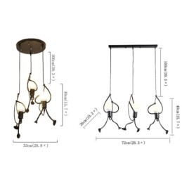 Lampada a sospensione moderna a forma di omino, 3 luci, E26/E27