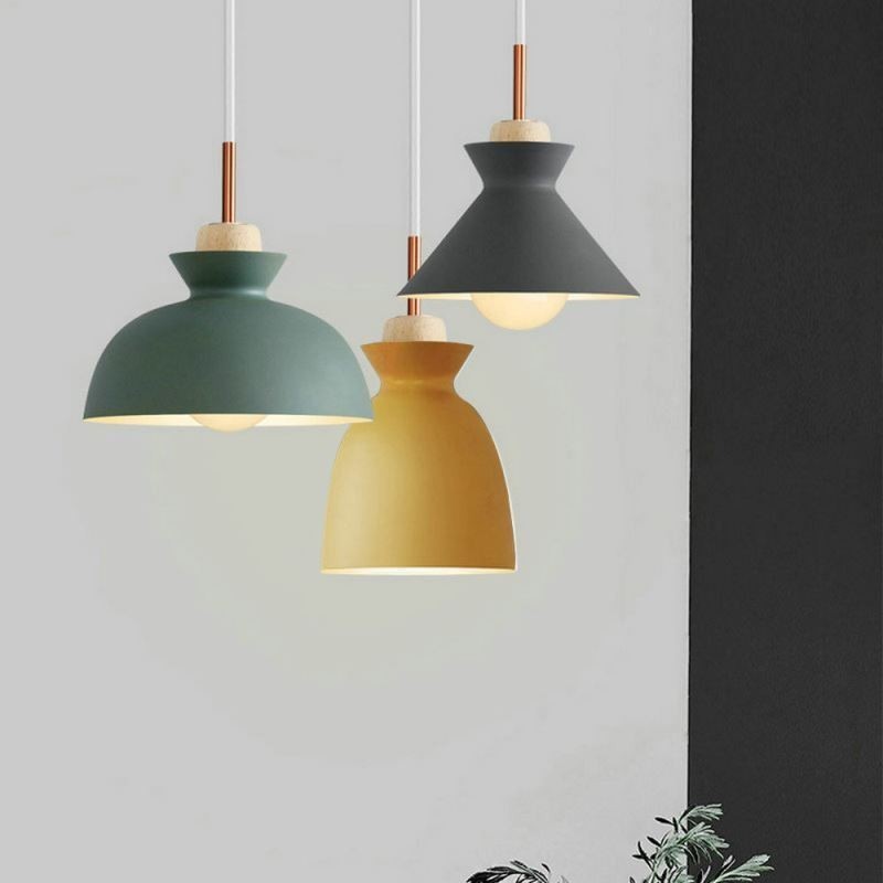 Lampada a sospensione nordica in ferro Dome Macaron Colors