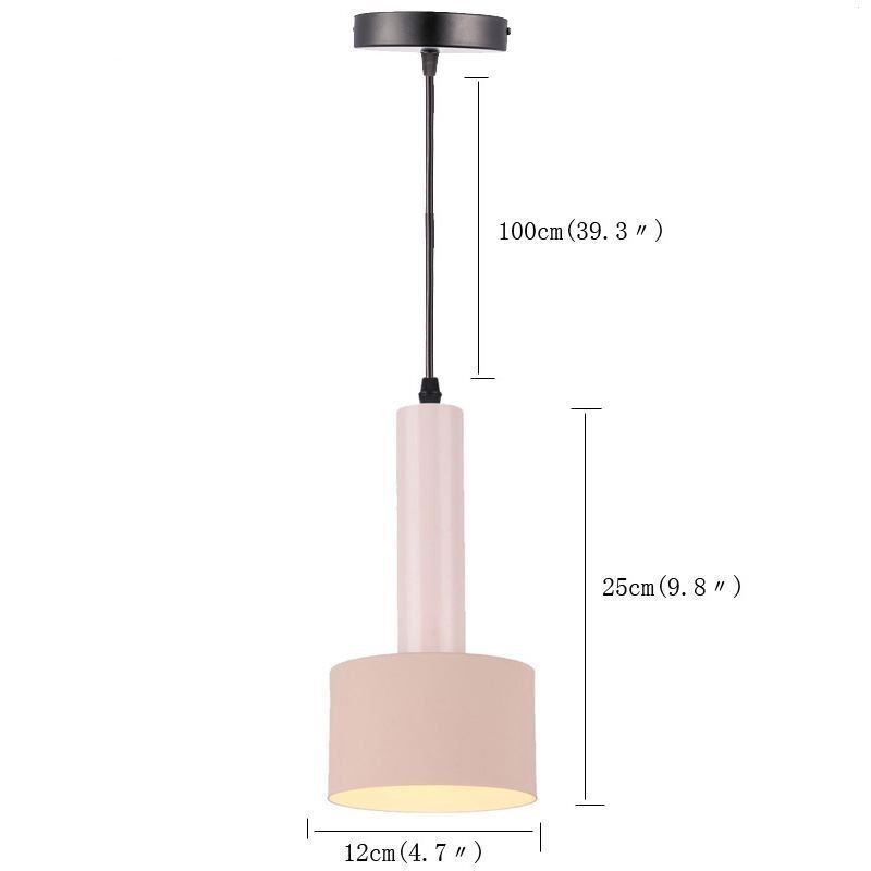 Lampada a sospensione cilindrica moderna in alluminio 12x25 cm E26/E27