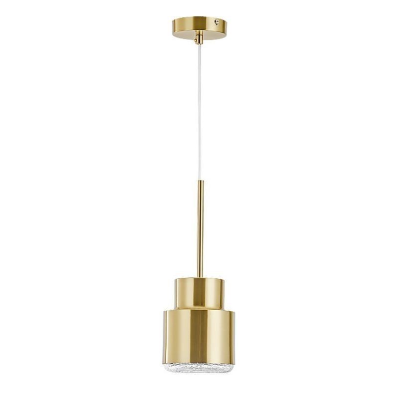 Lampada a sospensione in vetro postmoderna cilindrica dorata