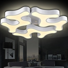 Plafoniera moderna da incasso in metallo e acrilico bianco, LED integrato, 60 cm