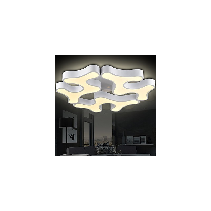 Plafoniera moderna da incasso in metallo e acrilico bianco, LED integrato, 60 cm