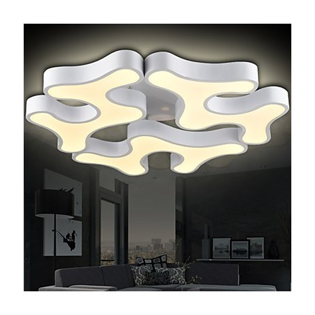 Plafoniera moderna da incasso in metallo e acrilico bianco, LED integrato, 60 cm