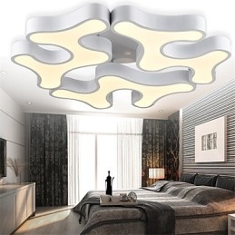 Plafoniera moderna da incasso in metallo e acrilico bianco, LED integrato, 60 cm