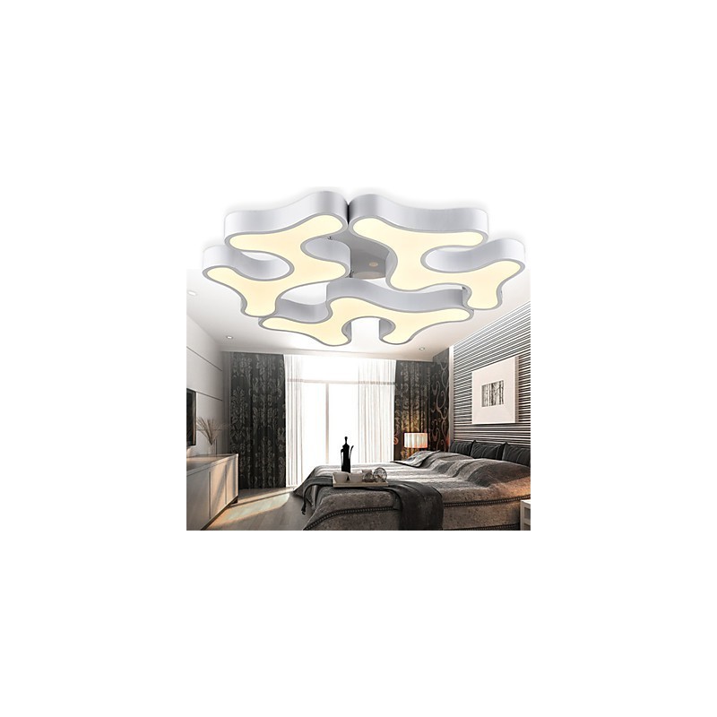 Plafoniera moderna da incasso in metallo e acrilico bianco, LED integrato, 60 cm