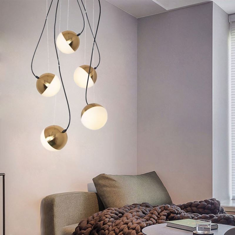 Lampada a sospensione nordica a grappolo a cerchio creativo 5 luci E26/E27