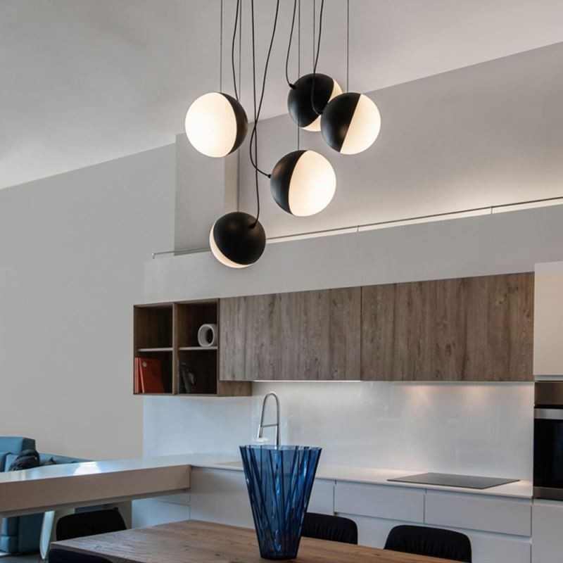 Lampada a sospensione nordica a grappolo a cerchio creativo 5 luci E26/E27
