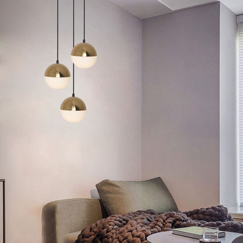 Lampada a sospensione nordica a grappolo di sfere rotonde, 3 luci E26/E27, vetro