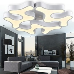 Plafoniera moderna da incasso in metallo e acrilico bianco, LED integrato, 60 cm