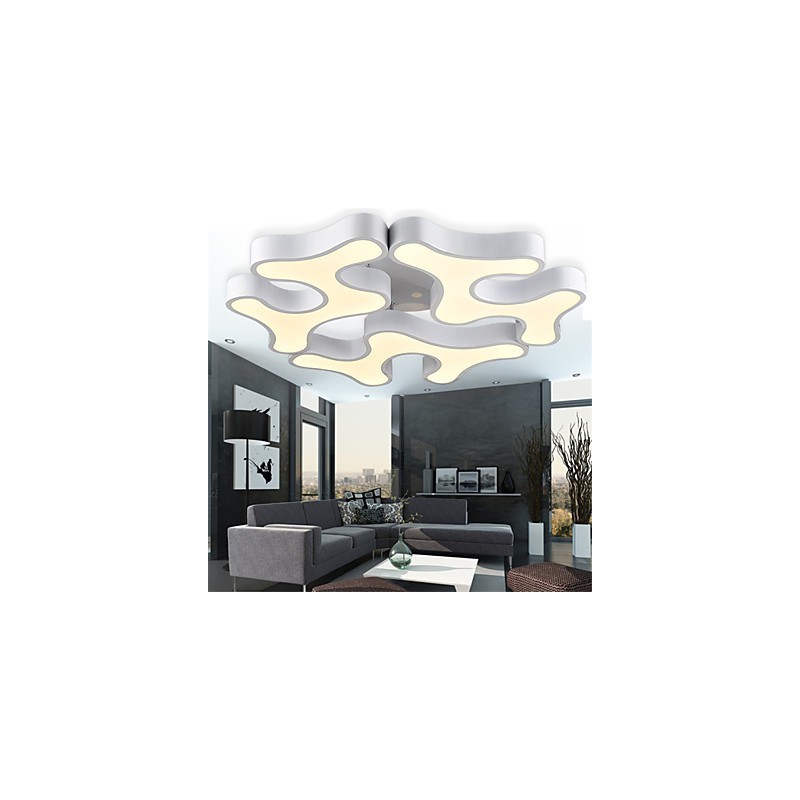 Plafoniera moderna da incasso in metallo e acrilico bianco, LED integrato, 60 cm